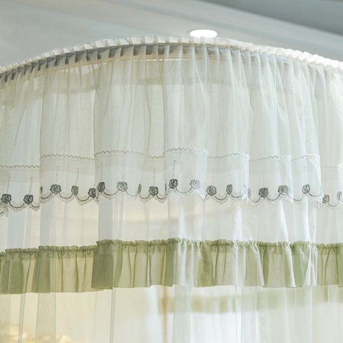 91家纺网 家纺一手货源 找家纺 梦尔佳蚊帐 2025新款导轨蚊帐（855型号）双层吕合金弯头带风扇杆 沫茶油绿-单层