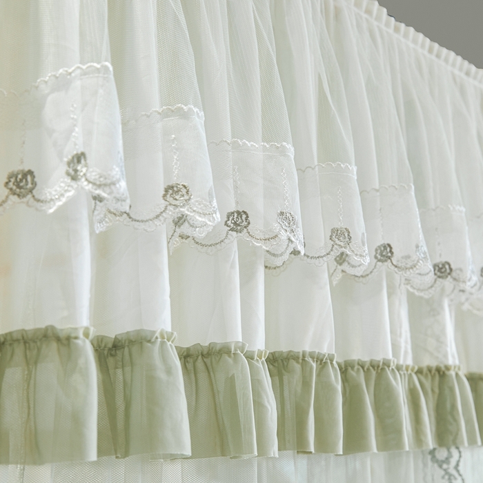 91家纺网 家纺一手货源 找家纺 梦尔佳蚊帐 2025新款导轨蚊帐（855型号）双层吕合金弯头带风扇杆 沫茶油绿-单层