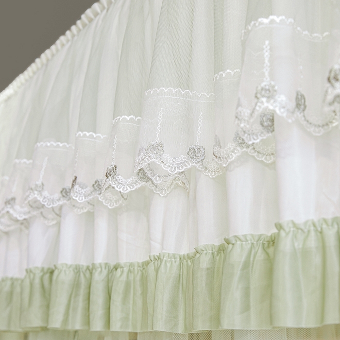 91家纺网 家纺一手货源 找家纺 梦尔佳蚊帐 2025新款导轨蚊帐（855型号）双层吕合金弯头带风扇杆 沫茶油绿-单层