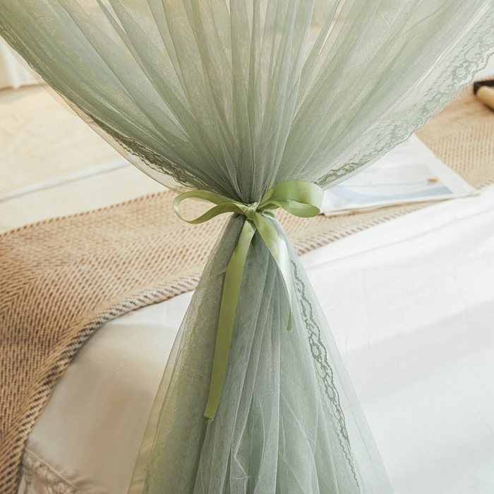 91家纺网 家纺一手货源 找家纺 梦尔佳蚊帐 2025新款导轨蚊帐（855型号）双层吕合金弯头带风扇杆 沫茶油绿-单层