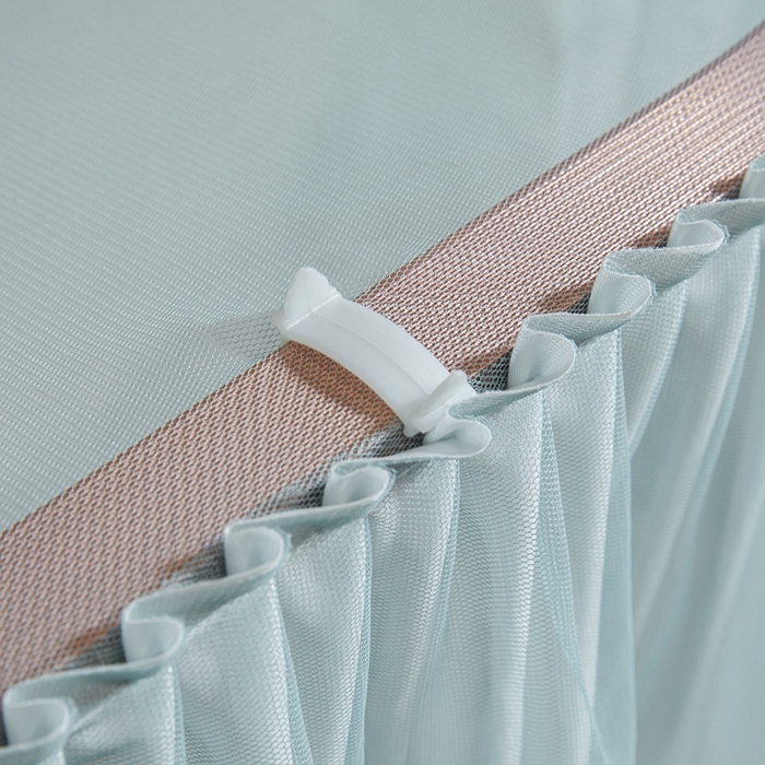 91家纺网 家纺一手货源 找家纺 梦尔佳蚊帐 2025新款导轨蚊帐（855型号）双层吕合金弯头带风扇杆 清雅淡蓝-单层