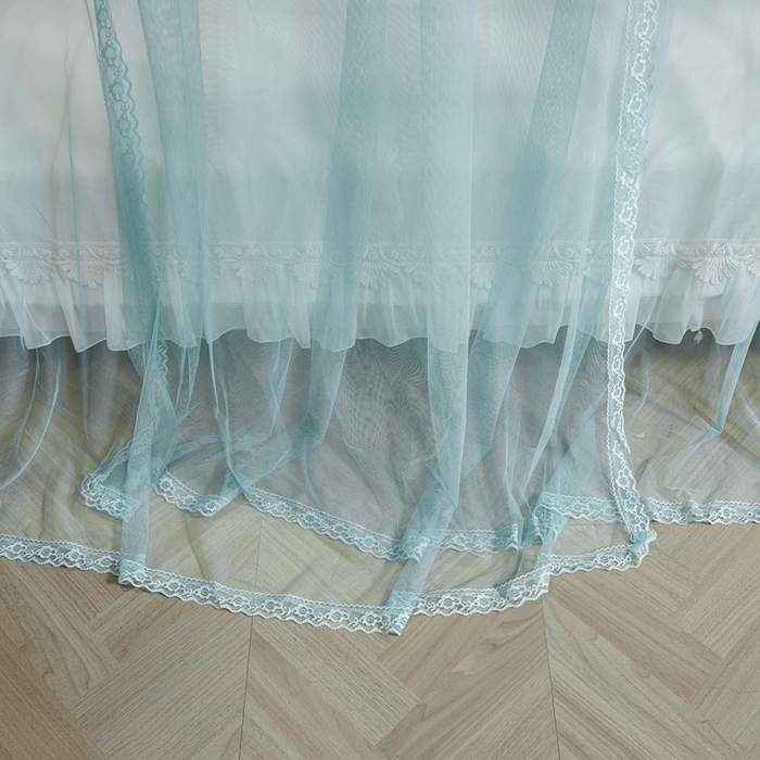 91家纺网 家纺一手货源 找家纺 梦尔佳蚊帐 2025新款导轨蚊帐（855型号）双层吕合金弯头带风扇杆 清雅淡蓝-单层