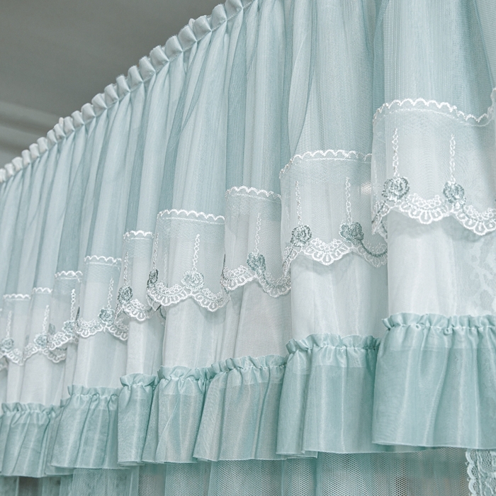 91家纺网 家纺一手货源 找家纺 梦尔佳蚊帐 2025新款导轨蚊帐（855型号）双层吕合金弯头带风扇杆 清雅淡蓝-单层