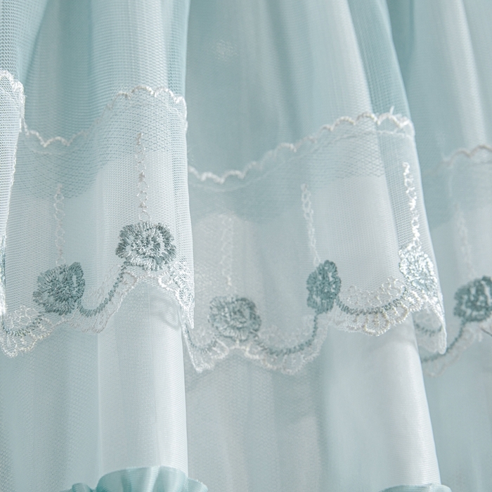 91家纺网 家纺一手货源 找家纺 梦尔佳蚊帐 2025新款导轨蚊帐（855型号）双层吕合金弯头带风扇杆 清雅淡蓝-单层