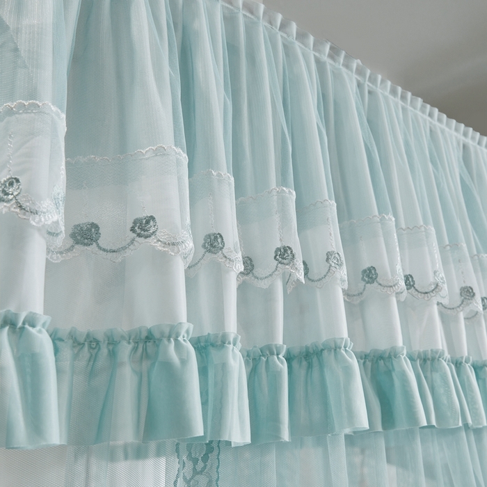 91家纺网 家纺一手货源 找家纺 梦尔佳蚊帐 2025新款导轨蚊帐（855型号）双层吕合金弯头带风扇杆 清雅淡蓝-单层