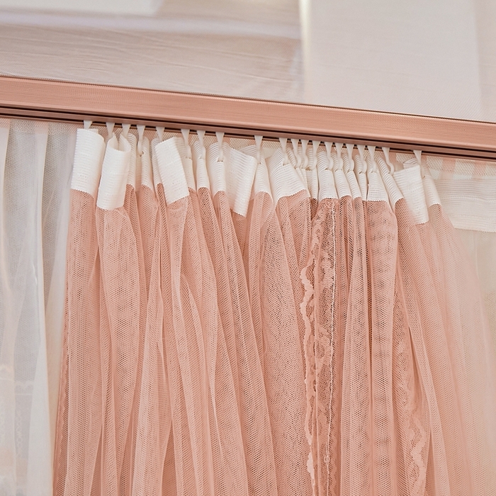 91家纺网 家纺一手货源 找家纺 梦尔佳蚊帐 2025新款导轨蚊帐（855型号）双层吕合金弯头带风扇杆 温馨藕玉-单层