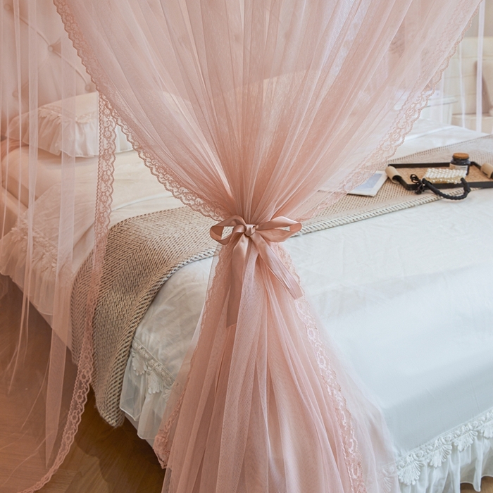 91家纺网 家纺一手货源 找家纺 梦尔佳蚊帐 2025新款导轨蚊帐（855型号）双层吕合金弯头带风扇杆 温馨藕玉-单层