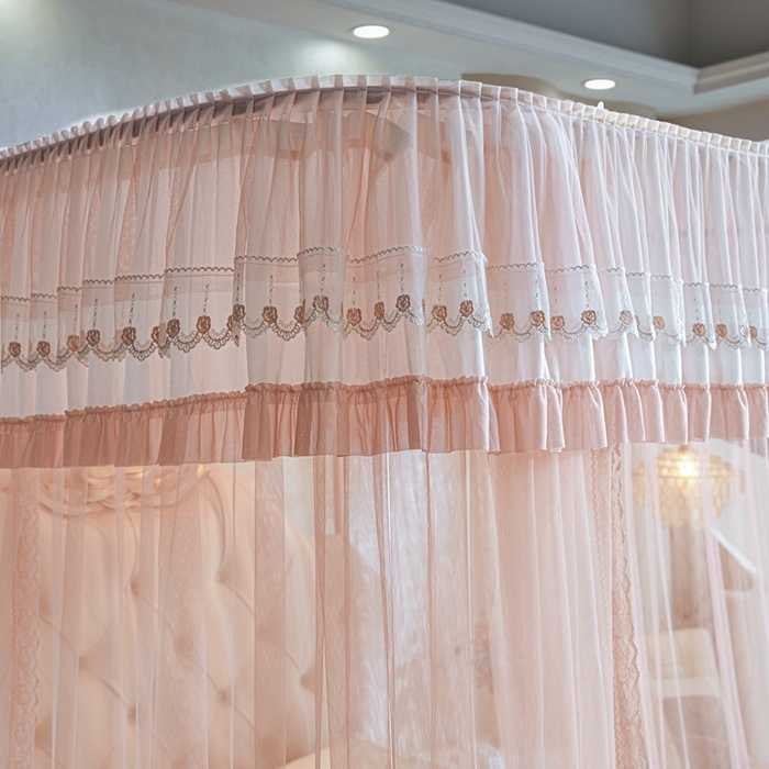 91家纺网 家纺一手货源 找家纺 梦尔佳蚊帐 2025新款导轨蚊帐（855型号）双层吕合金弯头带风扇杆 温馨藕玉-单层