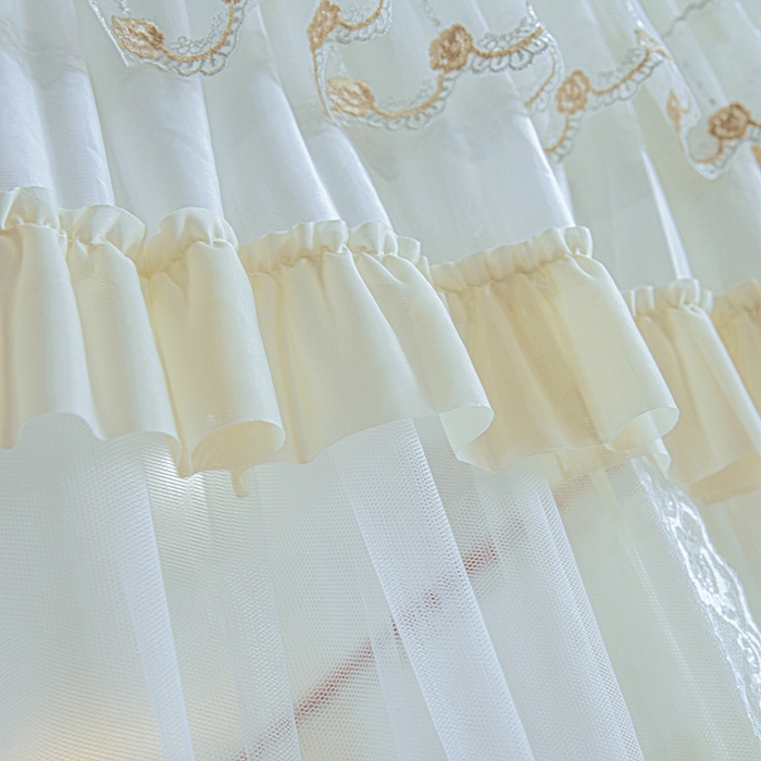 91家纺网 家纺一手货源 找家纺 梦尔佳蚊帐 2025新款导轨蚊帐（855型号）双层吕合金弯头带风扇杆 花蕊淡黄-双层