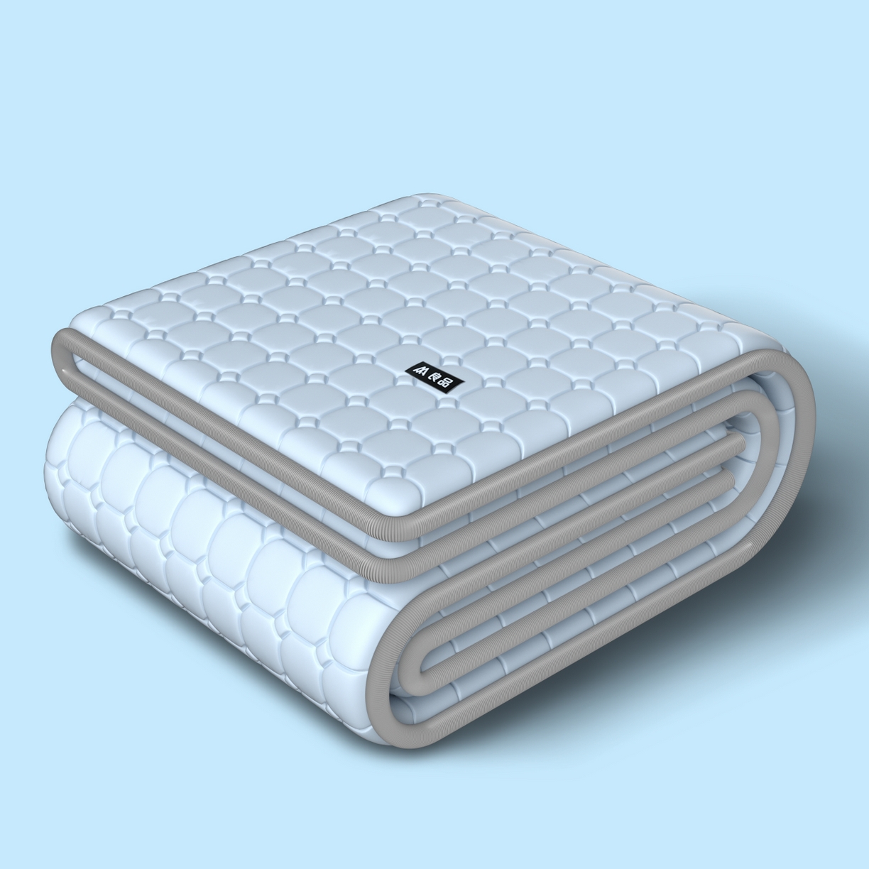 简一 2025新款无印风方块乳胶凉席系列-床单款 浅蓝