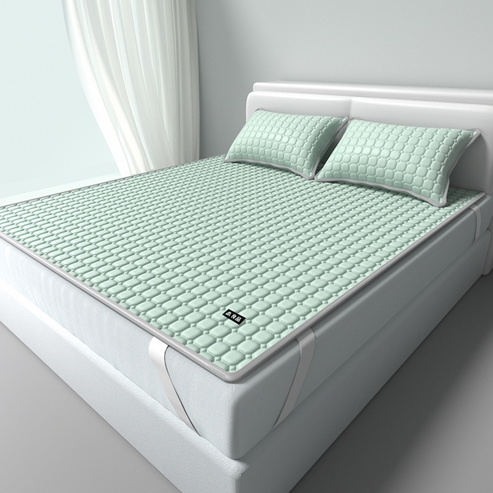 简一 2025新款无印风方块乳胶凉席系列-床单款 浅绿