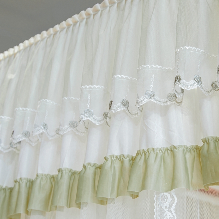 91家纺网 家纺一手货源 找家纺 梦尔佳蚊帐 2025新款导轨蚊帐（855型号）双层吕合金弯头带风扇杆 沫茶油绿-双层