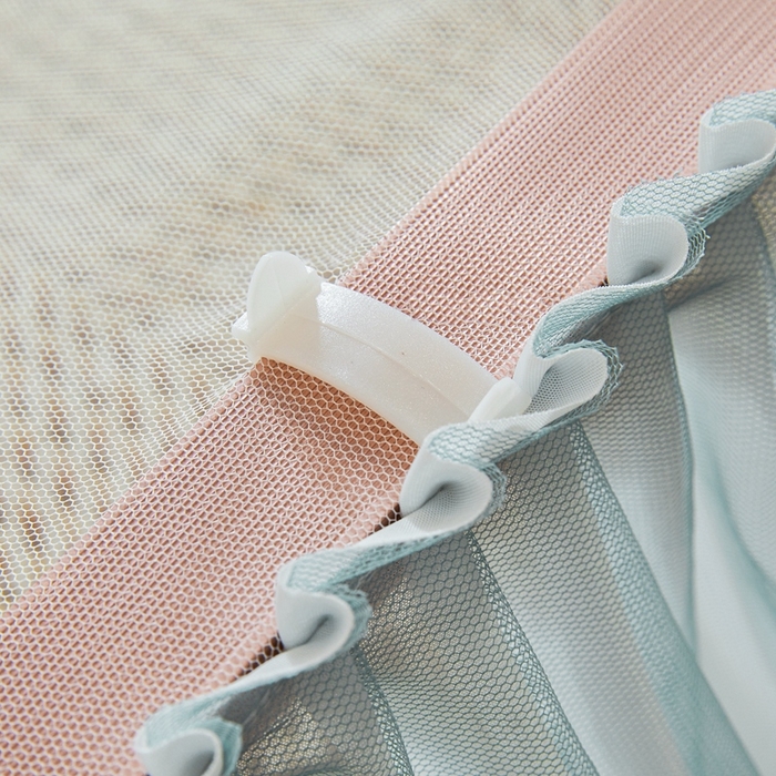 91家纺网 家纺一手货源 找家纺 梦尔佳蚊帐 2025新款导轨蚊帐（855型号）双层吕合金弯头带风扇杆 清雅淡蓝-双层