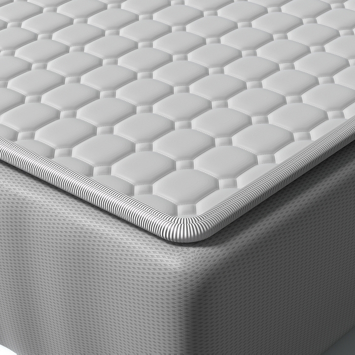 91家纺网 家纺一手货源 找家纺 简一 2025新款无印风方块乳胶凉席系列-床笠款 浅灰