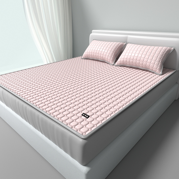 简一 2025新款无印风方块乳胶凉席系列-床笠款 浅粉