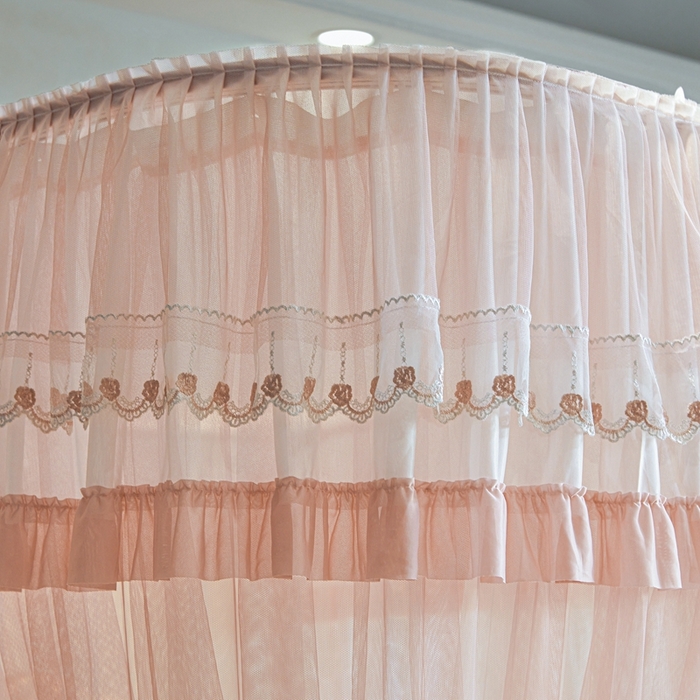 91家纺网 家纺一手货源 找家纺 梦尔佳蚊帐 2025新款导轨蚊帐（855型号）双层吕合金弯头带风扇杆 温馨藕玉-双层