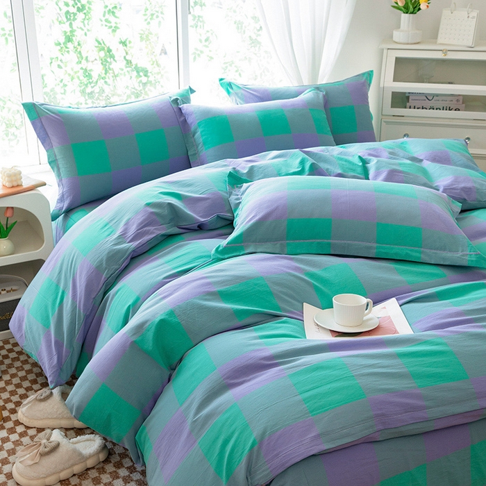 91家纺网 家纺一手货源 找家纺 木易家居 2025新款全棉色织水洗棉四件套 绿野仙踪