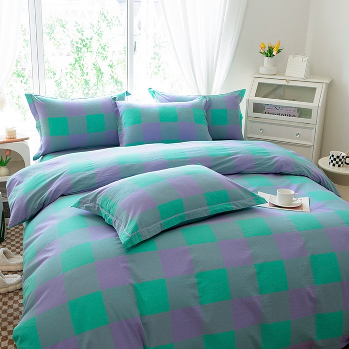 91家纺网 家纺一手货源 找家纺 木易家居 2025新款全棉色织水洗棉四件套 绿野仙踪