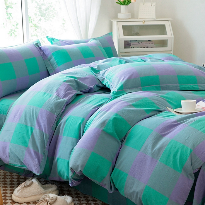 91家纺网 家纺一手货源 找家纺 木易家居 2025新款全棉色织水洗棉四件套 绿野仙踪