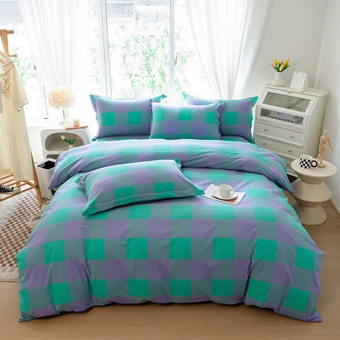 91家纺网 家纺一手货源 找家纺 木易家居 2025新款全棉色织水洗棉四件套 绿野仙踪