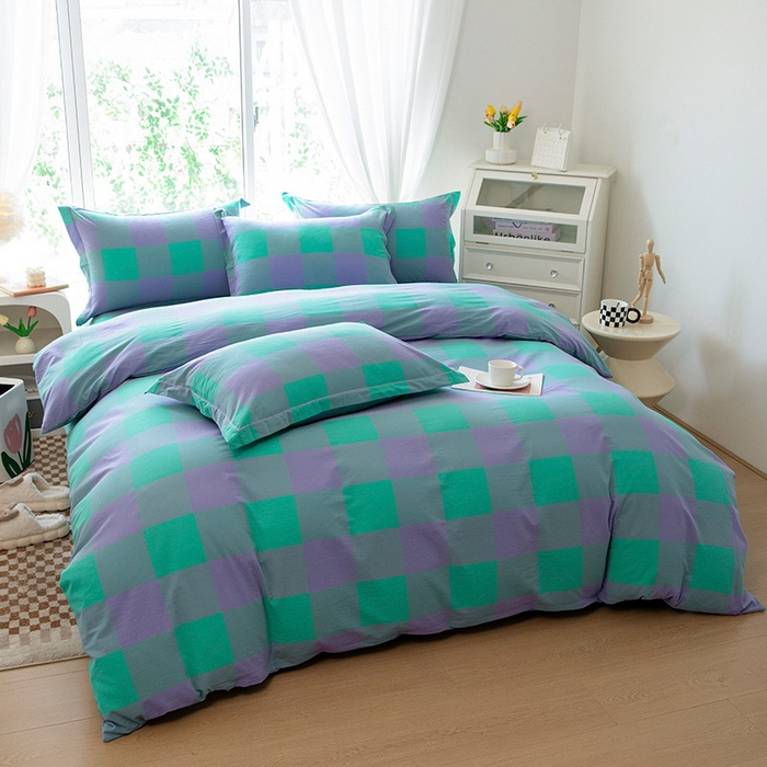 91家纺网 家纺一手货源 找家纺 木易家居 2025新款全棉色织水洗棉四件套 绿野仙踪