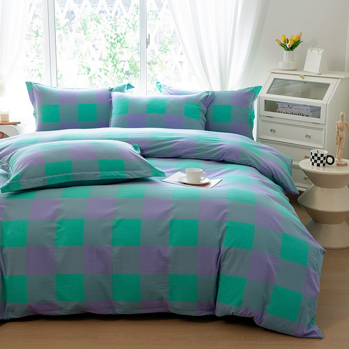 91家纺网 家纺一手货源 找家纺 木易家居 2025新款全棉色织水洗棉四件套 绿野仙踪