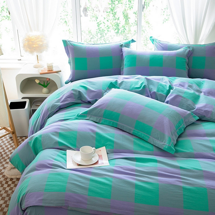 91家纺网 家纺一手货源 找家纺 木易家居 2025新款全棉色织水洗棉四件套 绿野仙踪