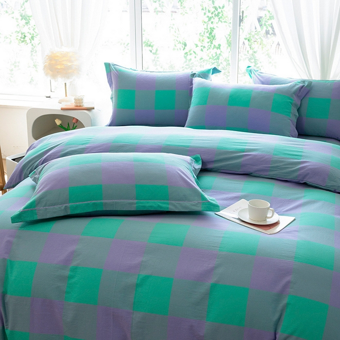 91家纺网 家纺一手货源 找家纺 木易家居 2025新款全棉色织水洗棉四件套 绿野仙踪