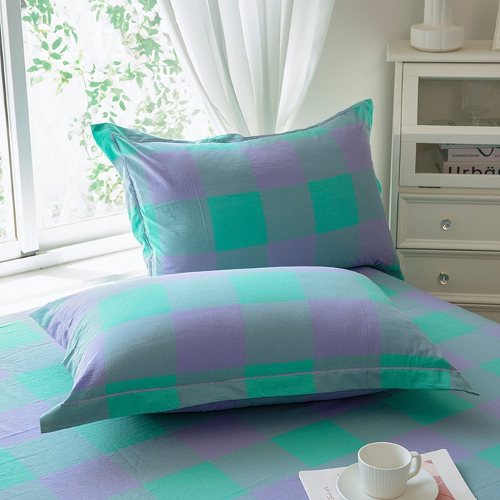 91家纺网 家纺一手货源 找家纺 木易家居 2025新款全棉色织水洗棉四件套 绿野仙踪