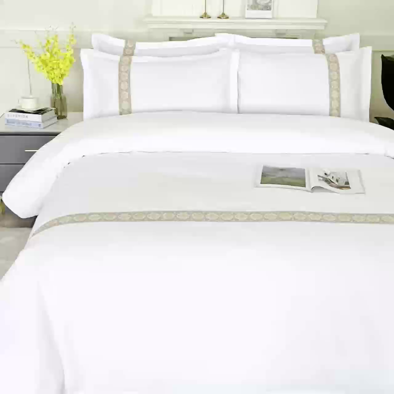 91家纺网 家纺一手货源 找家纺 （总）三俏家纺 2025年酒店布草 140g磨毛高仿棉星级酒店宾馆民宿磨毛纯白三件套四件套