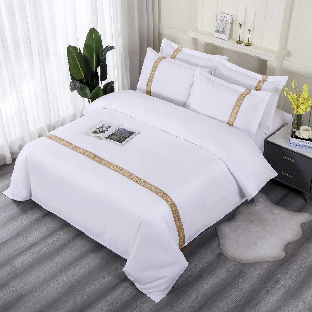 91家纺网 家纺一手货源 找家纺 （总）三俏家纺 2025年酒店布草 140g磨毛高仿棉星级酒店宾馆民宿磨毛纯白三件套四件套