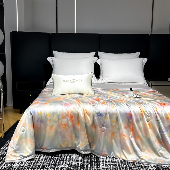 小芽家居 2025新款水光缎臻享夏被夏凉被空调被 叶隙暖阳