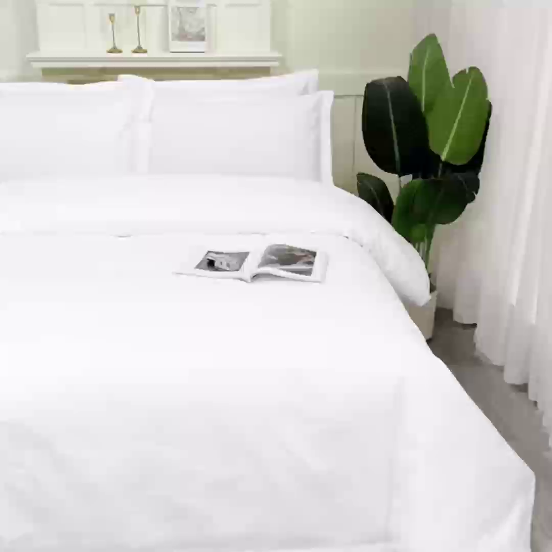 91家纺网 家纺一手货源 找家纺 三俏家纺 2025年酒店布草 140g磨毛高仿棉星级酒店宾馆民宿磨毛纯白三件套四件套 纯白色