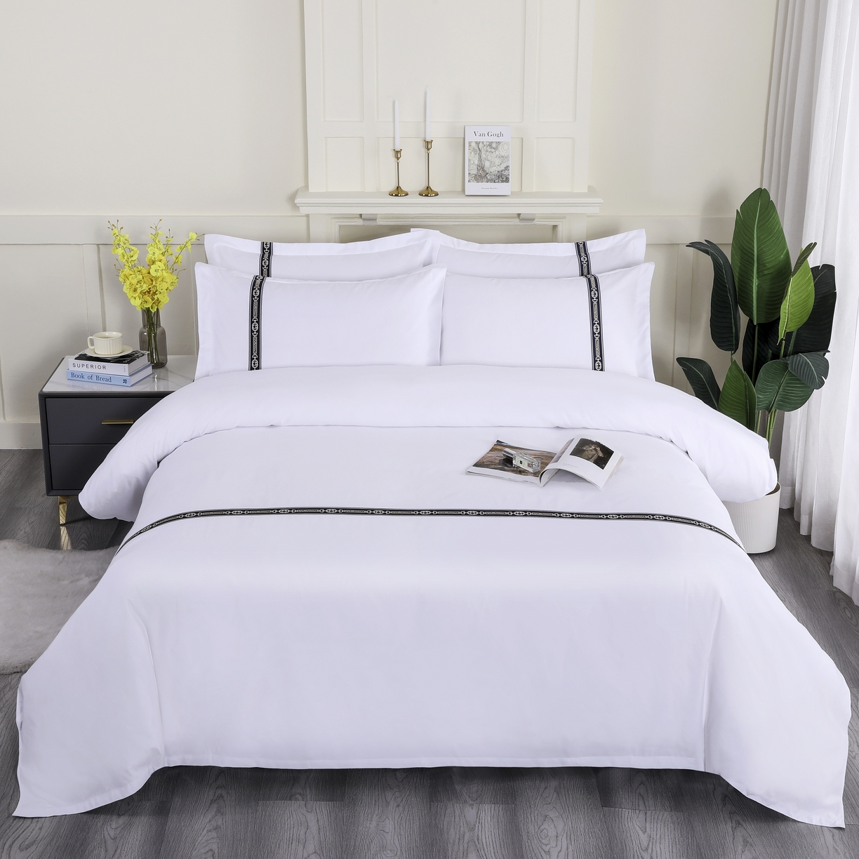 91家纺网 家纺一手货源 找家纺 三俏家纺 2025年酒店布草 140g磨毛高仿棉星级酒店宾馆民宿磨毛纯白三件套四件套 高级蓝