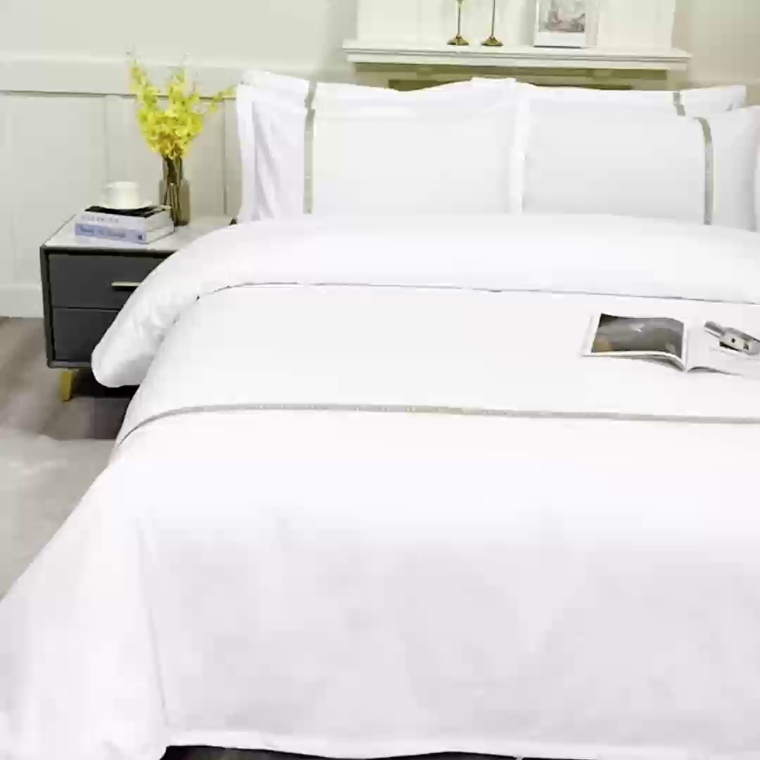 91家纺网 家纺一手货源 找家纺 三俏家纺 2025年酒店布草 140g磨毛高仿棉星级酒店宾馆民宿磨毛纯白三件套四件套 复古灰