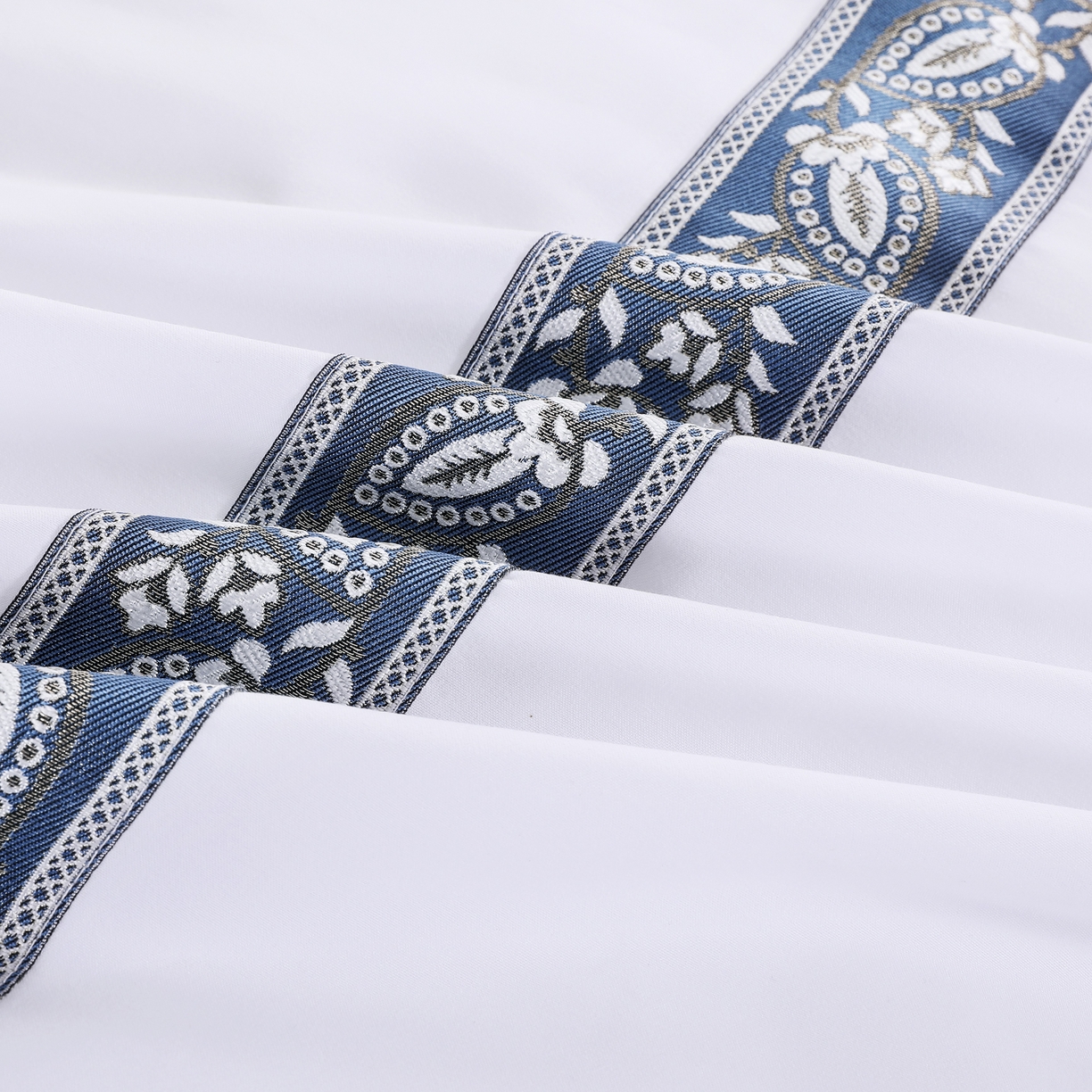 91家纺网 家纺一手货源 找家纺 三俏家纺 2025年酒店布草 140g磨毛高仿棉星级酒店宾馆民宿磨毛纯白三件套四件套 金叶蓝