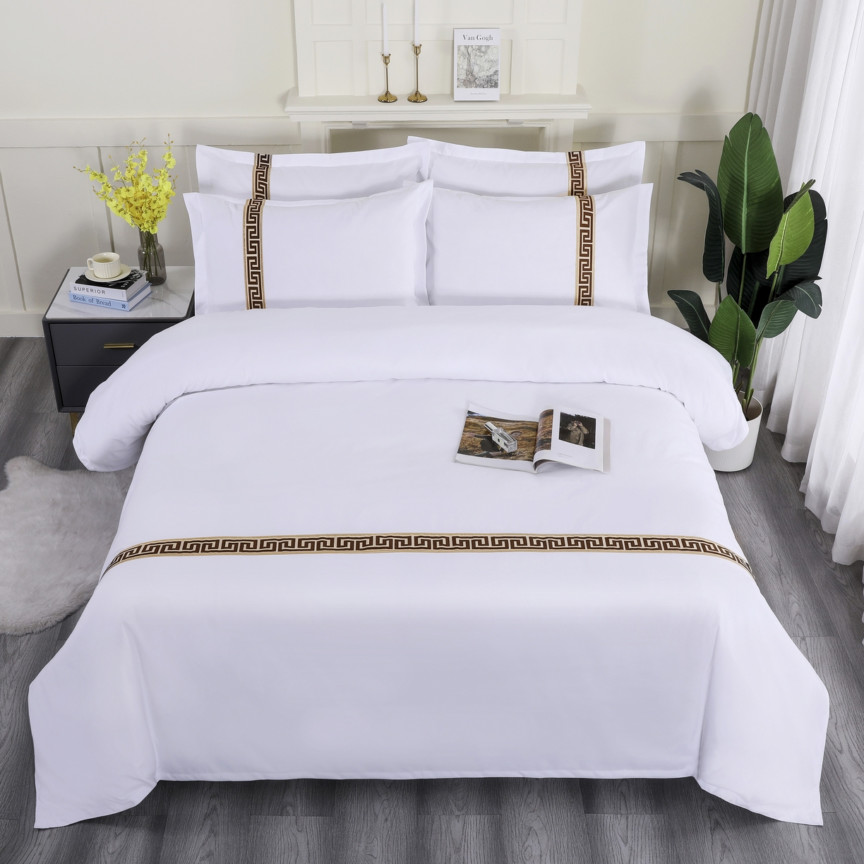 91家纺网 家纺一手货源 找家纺 三俏家纺 2025年酒店布草 140g磨毛高仿棉星级酒店宾馆民宿磨毛纯白三件套四件套 复古咖