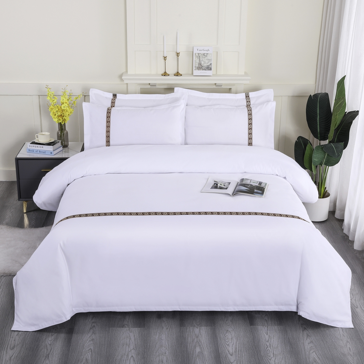 91家纺网 家纺一手货源 找家纺 三俏家纺 2025年酒店布草 140g磨毛高仿棉星级酒店宾馆民宿磨毛纯白三件套四件套 高级咖