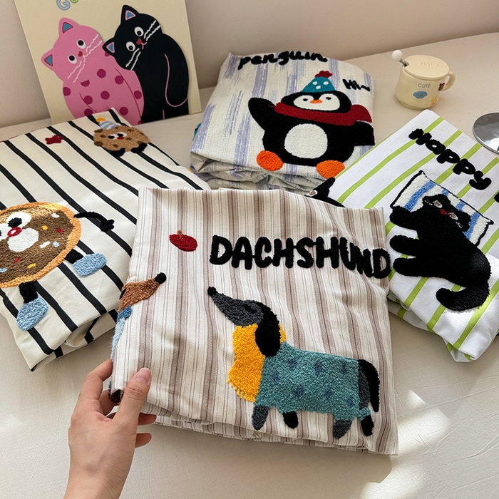 91家纺网 家纺一手货源 找家纺 （总）蓝邻家纺 2025春夏新款全棉纯棉老粗布刺绣床笠凉席席子