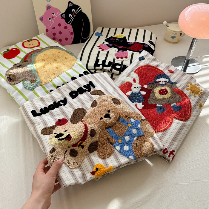 91家纺网 家纺一手货源 找家纺 （总）蓝邻家纺 2025春夏新款全棉纯棉老粗布刺绣床笠凉席席子