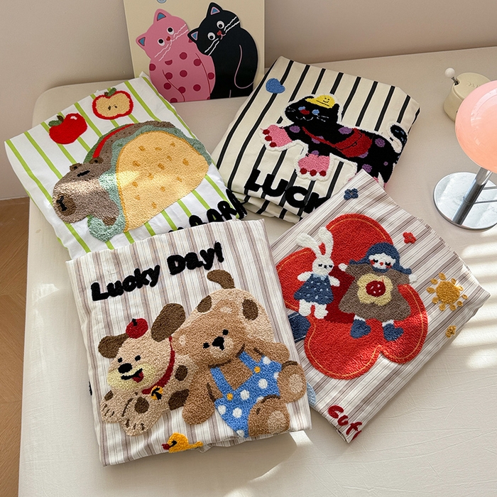 91家纺网 家纺一手货源 找家纺 （总）蓝邻家纺 2025春夏新款全棉纯棉老粗布刺绣床笠凉席席子