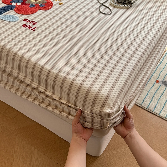 91家纺网 家纺一手货源 找家纺 蓝邻家纺 2025春夏新款全棉纯棉老粗布刺绣床笠凉席席子 艾莎