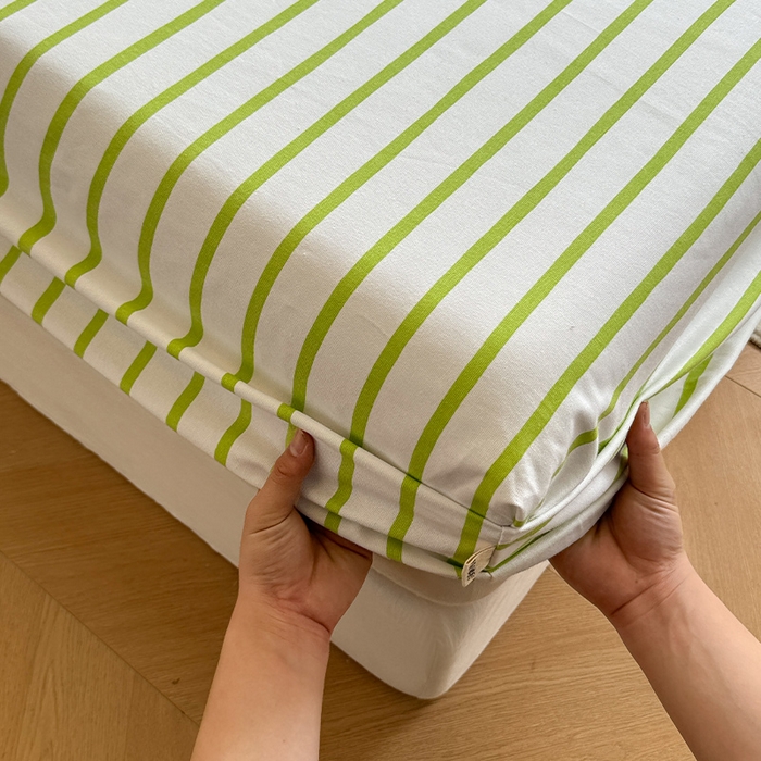 91家纺网 家纺一手货源 找家纺 蓝邻家纺 2025春夏新款全棉纯棉老粗布刺绣床笠凉席席子 卡比兽