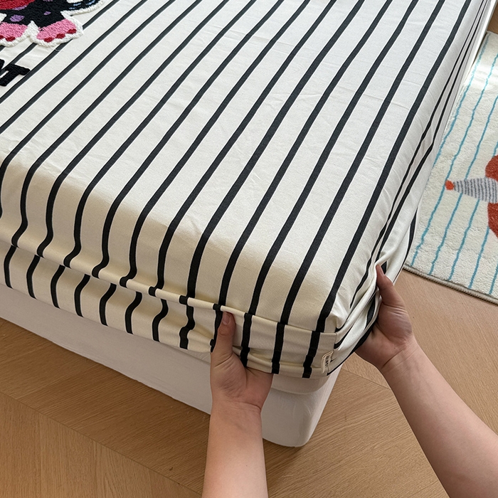 91家纺网 家纺一手货源 找家纺 蓝邻家纺 2025春夏新款全棉纯棉老粗布刺绣床笠凉席席子 奶芙猫