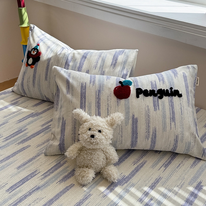 91家纺网 家纺一手货源 找家纺 蓝邻家纺 2025春夏新款全棉纯棉老粗布刺绣床笠凉席席子 奇趣乐园