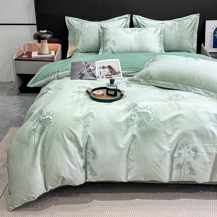 红日子纺织品 2025新款50s全棉纯棉印花四件套 丛林秘境-绿