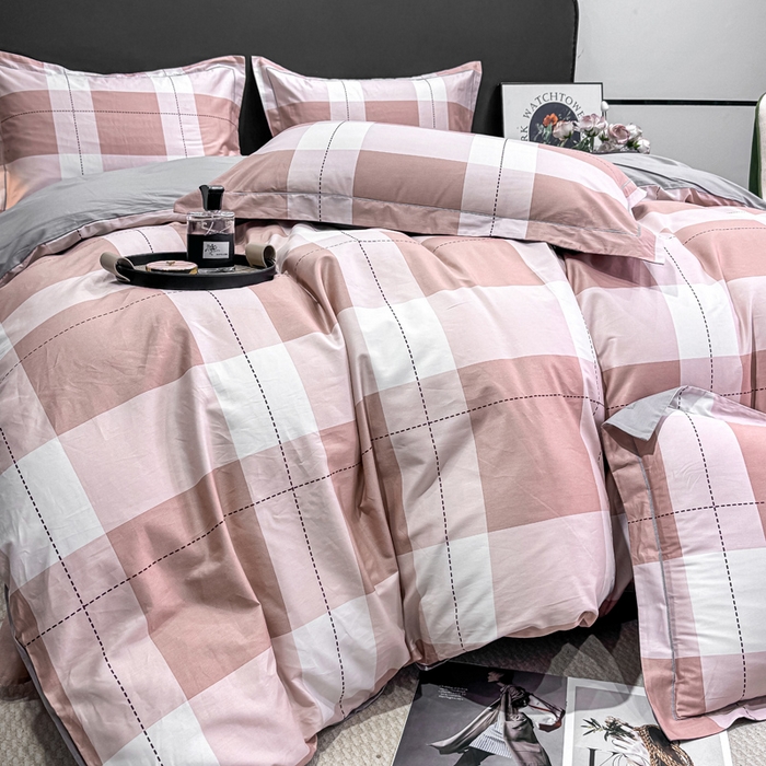 91家纺网 家纺一手货源 找家纺 红日子纺织品 2025新款50s全棉纯棉印花四件套 定格-粉