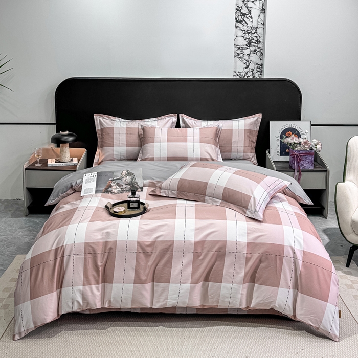 91家纺网 家纺一手货源 找家纺 红日子纺织品 2025新款50s全棉纯棉印花四件套 定格-粉