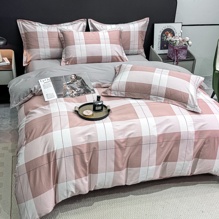 91家纺网 家纺一手货源 找家纺 红日子纺织品 2025新款50s全棉纯棉印花四件套 定格-粉