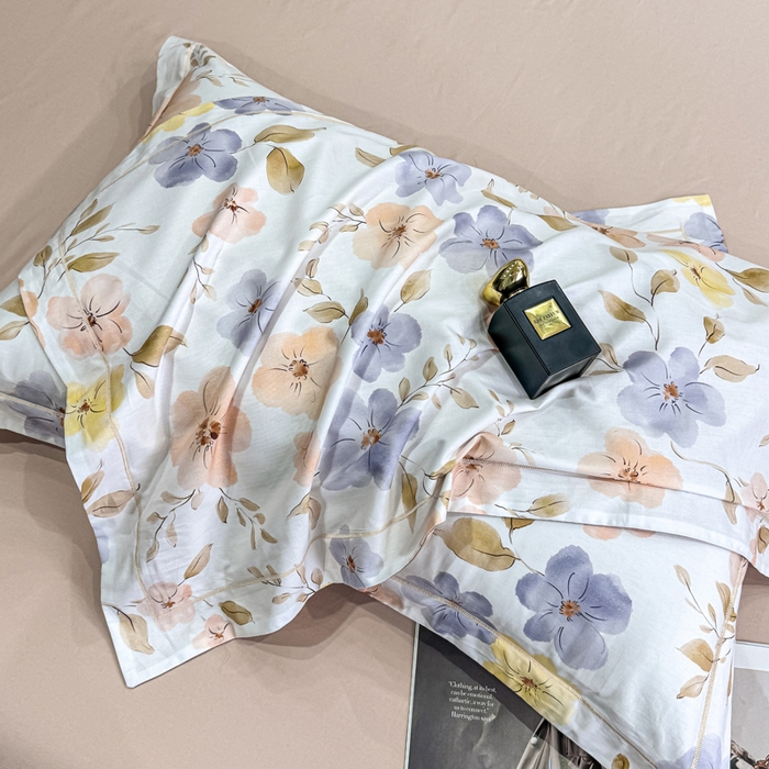 91家纺网 家纺一手货源 找家纺 红日子纺织品 2025新款50s全棉纯棉印花四件套 渡着秋-蓝